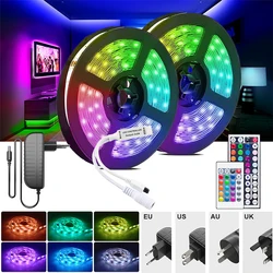 LED Strip Light com Controle Remoto Inteligente, Fita RGB, Regulável, RGB, Tiras de Luzes, Quarto, Decoração de Natal, 5050, 12V