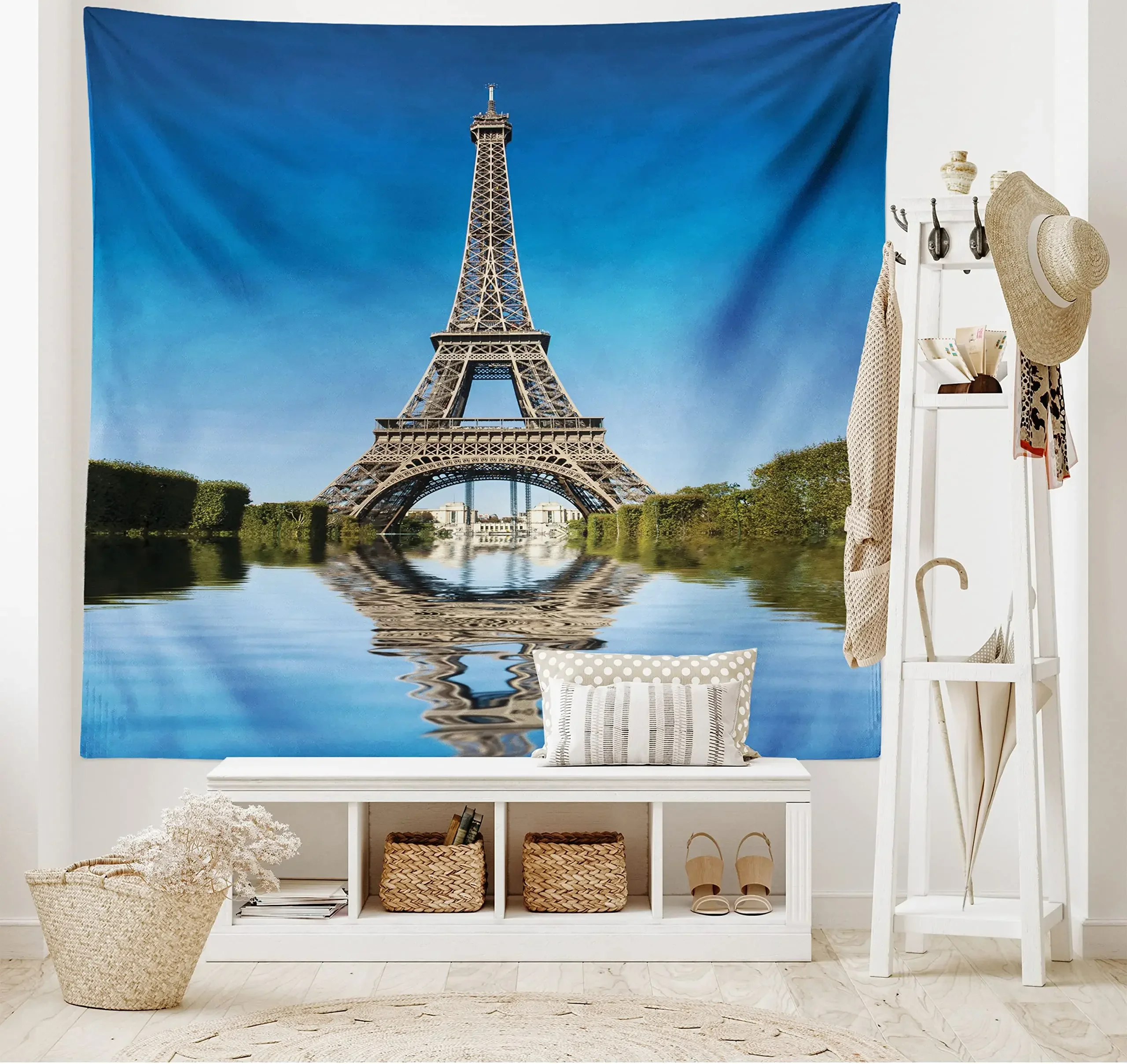 Eiffel Tower Tapestry European Urban Tapestry Paris Famous Landmark Cityscape Tapestry Wall Hanging for Bedroom Living Room Dorm