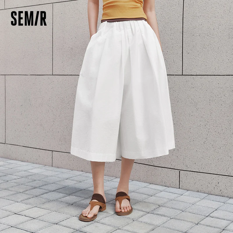 Women's Pleated Wide Leg Cropped Pants - Soft Textured