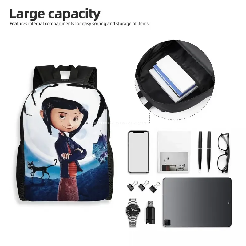 Custom Coraline Other Mother Spooky Film Backpacks for Women Men Waterproof School College Bag Printing Bookbags