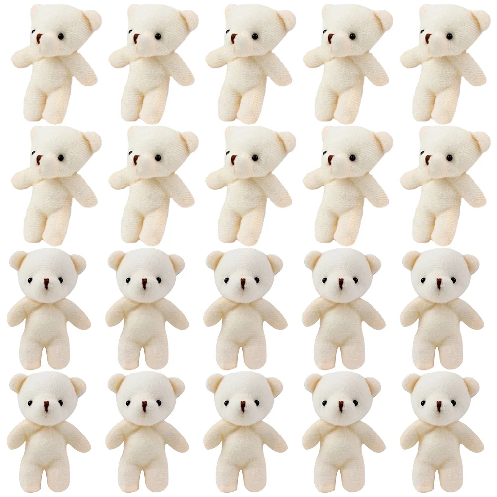 

20 Pcs Cute Mini Bear One-piece Bare (20pcs) Animal Small 2X8X11CM Cloth Stuffed Keychain Figurines