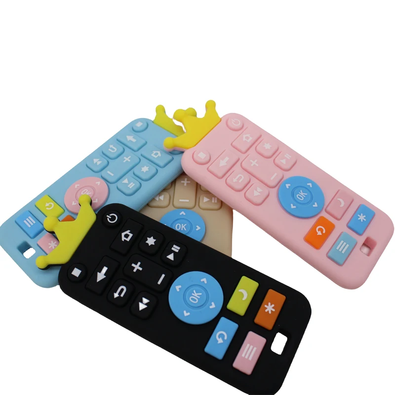 Baby silicone remote control teether baby anti-eating hand teething stick cartoon soothing teething toys cognitive teething toys