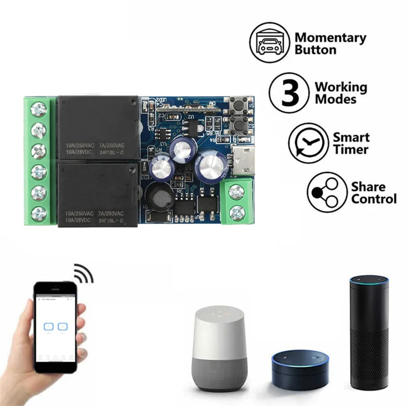 PHILE-WIFI Smart Switch DC 12 V 24 V 48 V Modul 2 Kanal Relais Empfänger Drahtlose Fernbedienung Arbeit USB