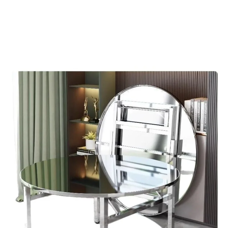 

304 stainless steel folding table extra thick household round table