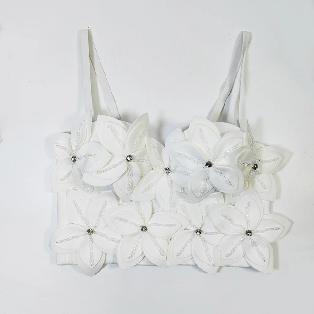 Cross-border Amazon AliExpress three-dimensional flower diamonds on the surface and wear sexy and fashionable cute fish bone bra