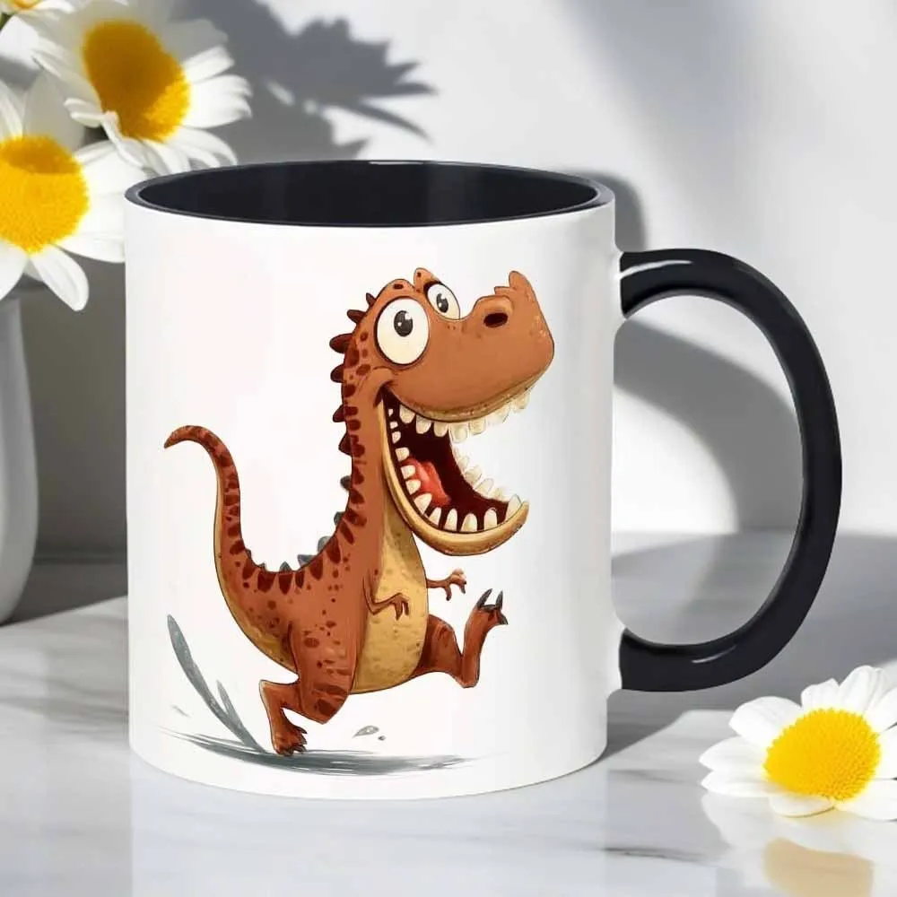 11oz Ceramic Mug Featuring a Whimsical Cartoon Dinosaur Ideal for Enjoying for Fantasy Novels Such as Phoenix Day Water Cup