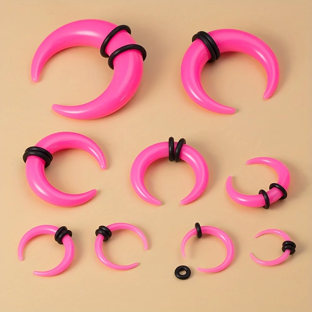 2Pcs 14G-00G Big Size Buffalo Horn Septum Ring Piercing Acrylic Ear Gauges Plugs Taper Stretcher Expander Punk Body Jewelry