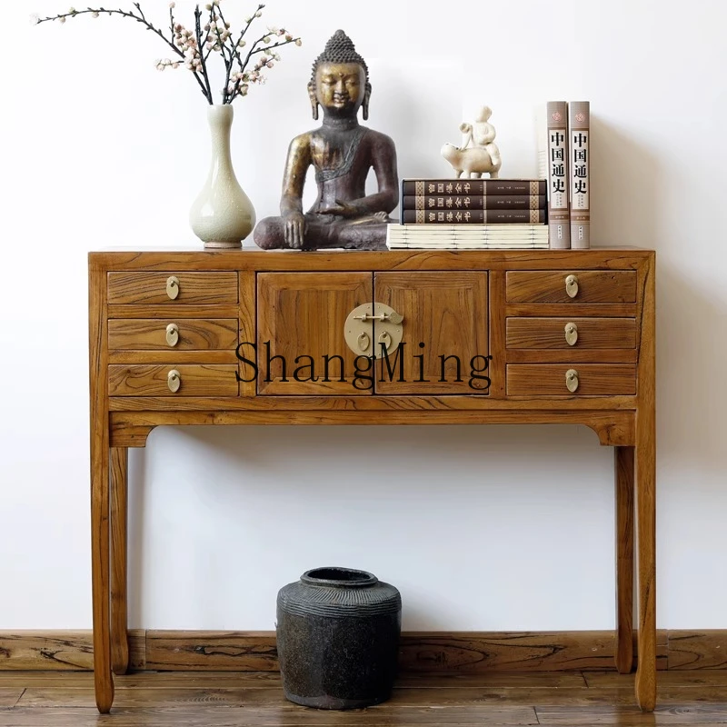SM solid wood porch table partition decorative strip case supply table modern simple home retro new Chinese style