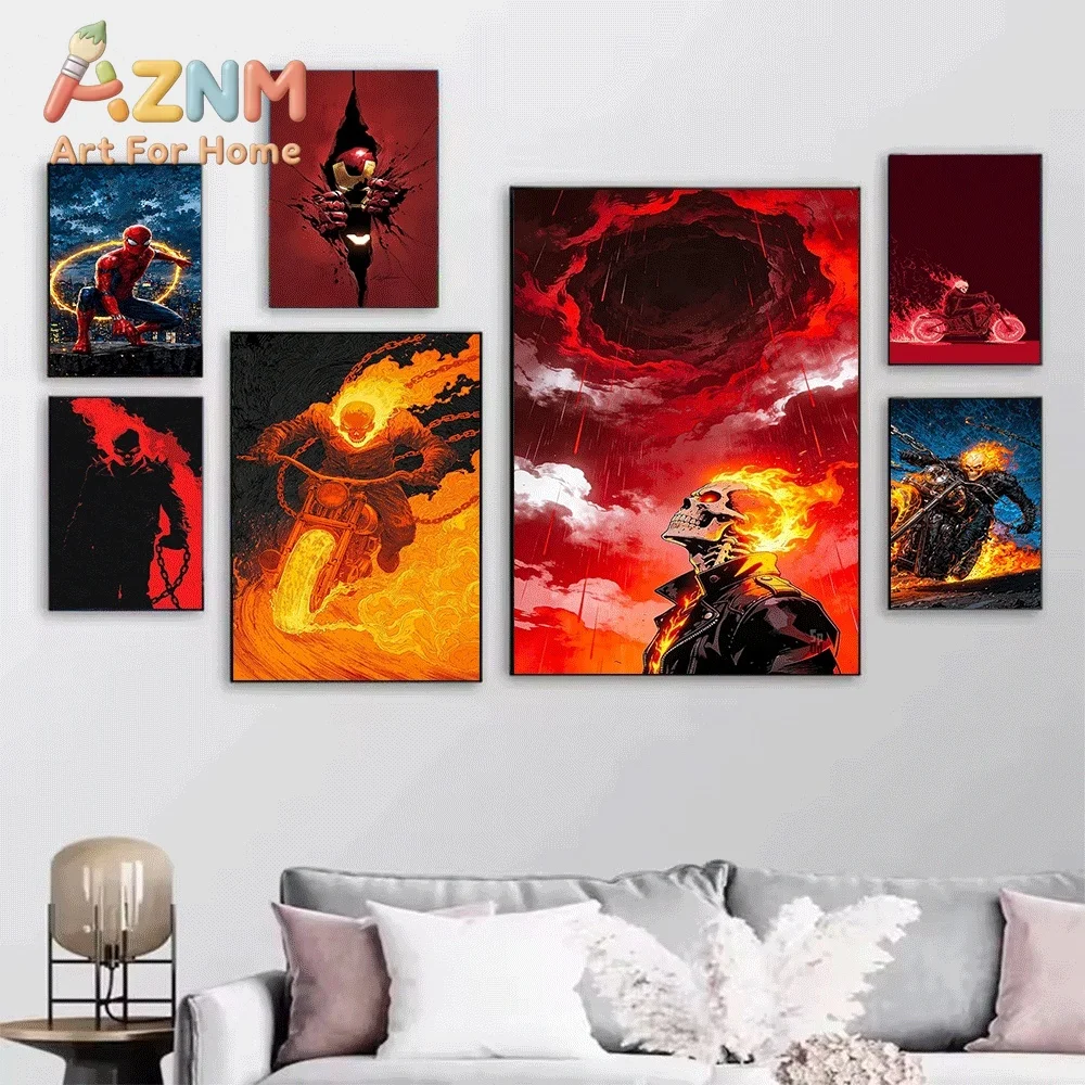 Cowboy Riding Horse Sunset Silhouette Canvas Wall Art Unframed Canvas Poster Print for Boys Bedroom Game Room Apartment Home D