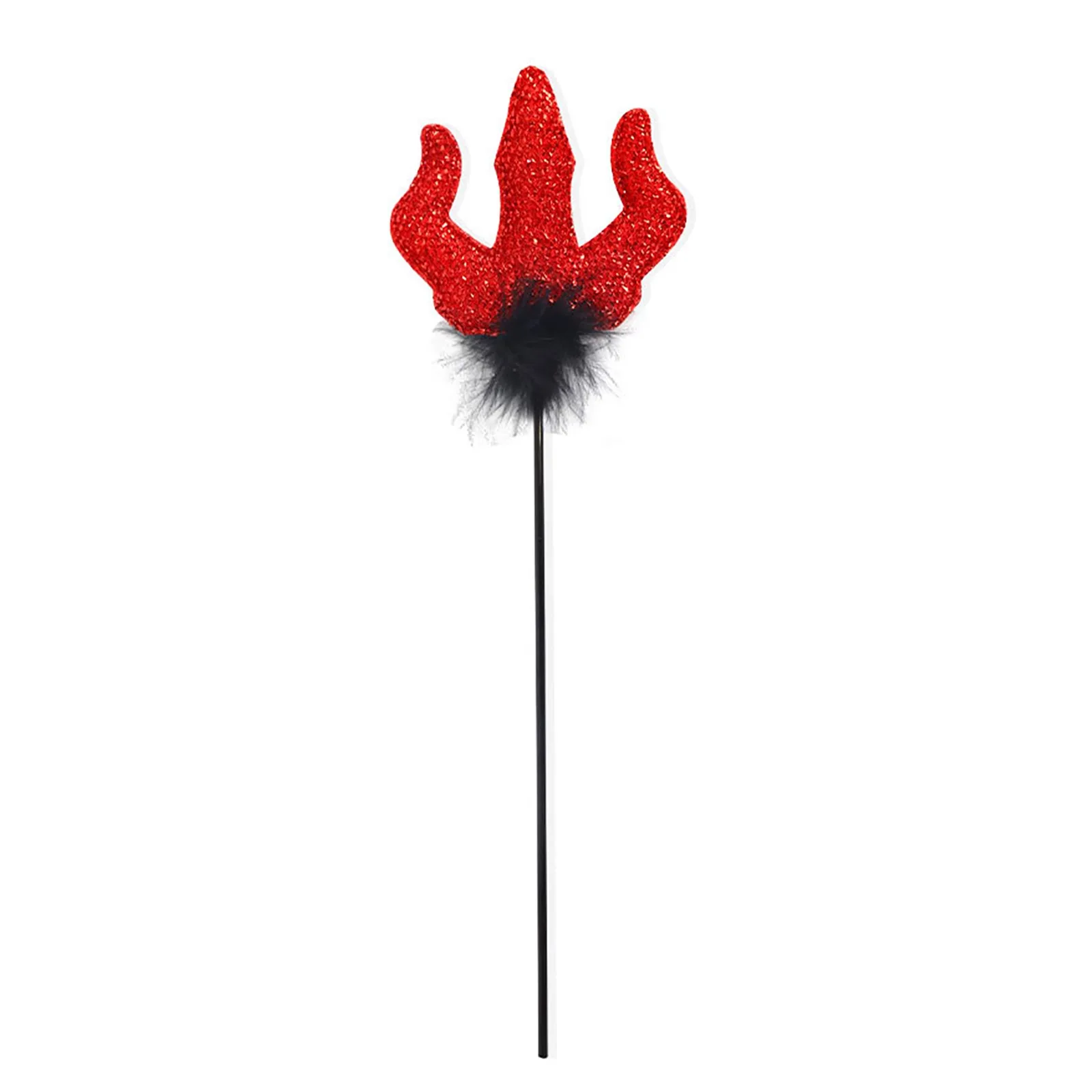 ‌Red Devil Costume Set Halloween Party Accessory Horn Headband Trident Cane Scary Cosplay Outfit for Adults Kids