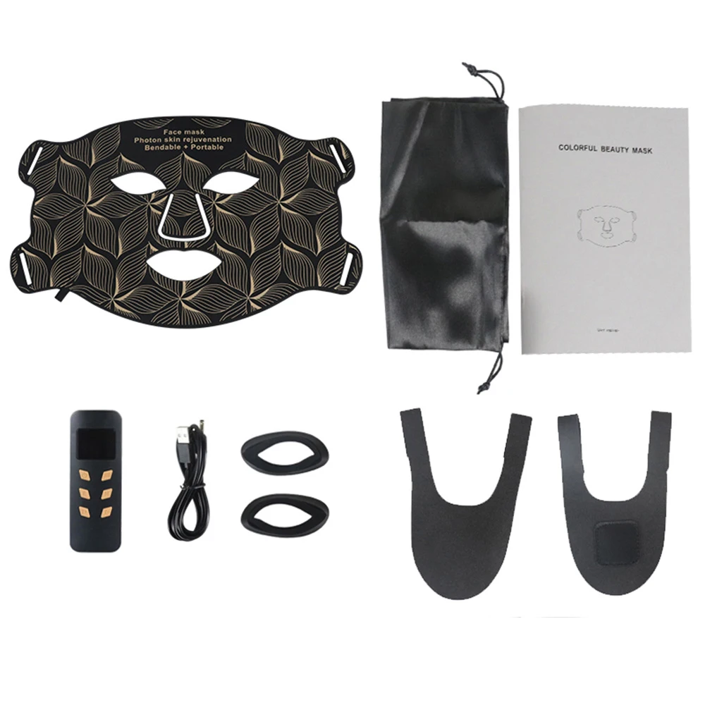 LED 8 kleuren gezichtsmasker en nek rood licht nabij infrarood therapie anti-aging rimpel acne porie oliecontrole huid draai witter