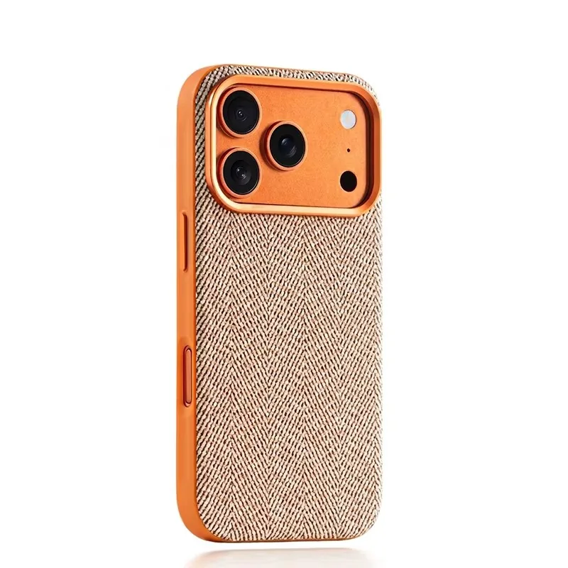 Luxury Woven Texture Fabric Leather Magnetic Full Coverage Shockproof Phone Case For iPhone 18 Pro Max 17 16 15