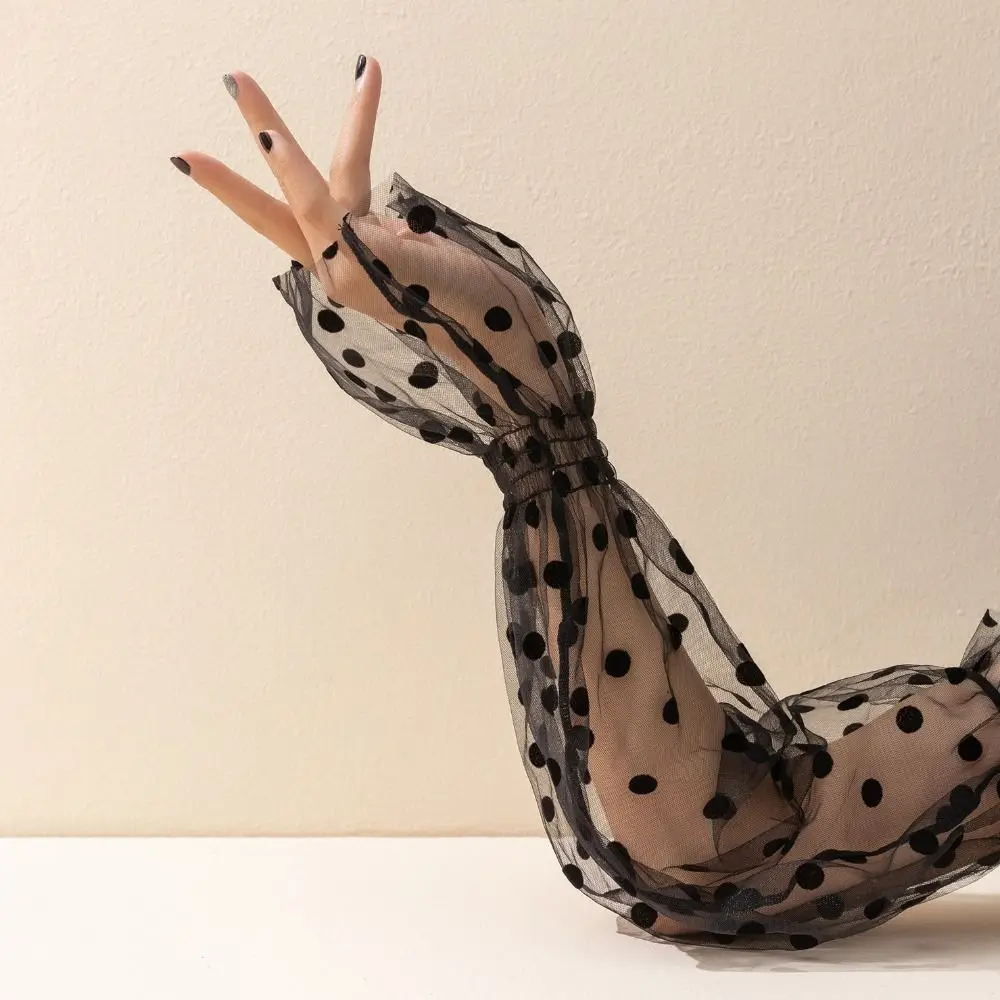 

Driving Gloves Transparent Mesh Wave Point Anti-UV Sunscreen Sleeve Ice Silk Sleeves Lace Arm Warmers Sun Protection Cover