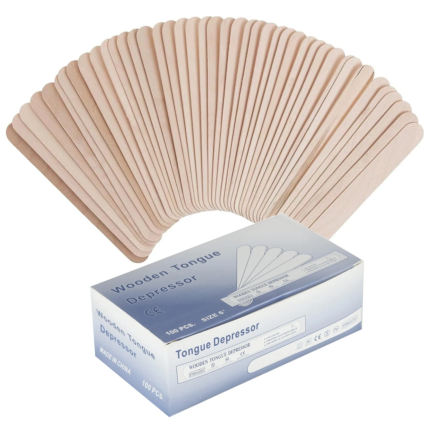 EZ 50/100PCS Tattoo Disposable Tongue Depressor Wooden Tattoo Waxing Stick Individual Paper Pack Hair Tattoo Supplies