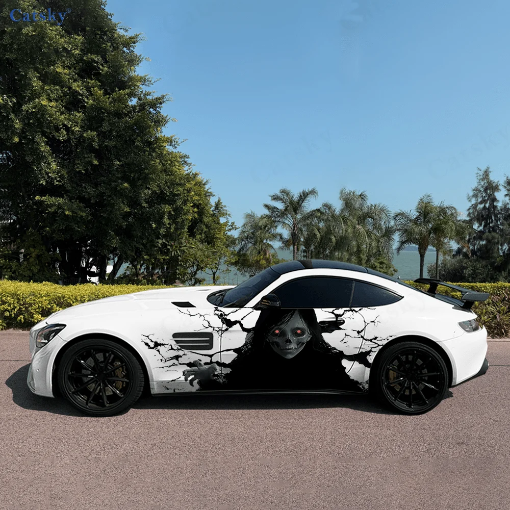 

CATSKY.2pcs.Cool Dark Horror Black Succubus Decorative Fitting Scratch-Resistant Car Wrap Sticker (Suitable for Gifting, Dance E