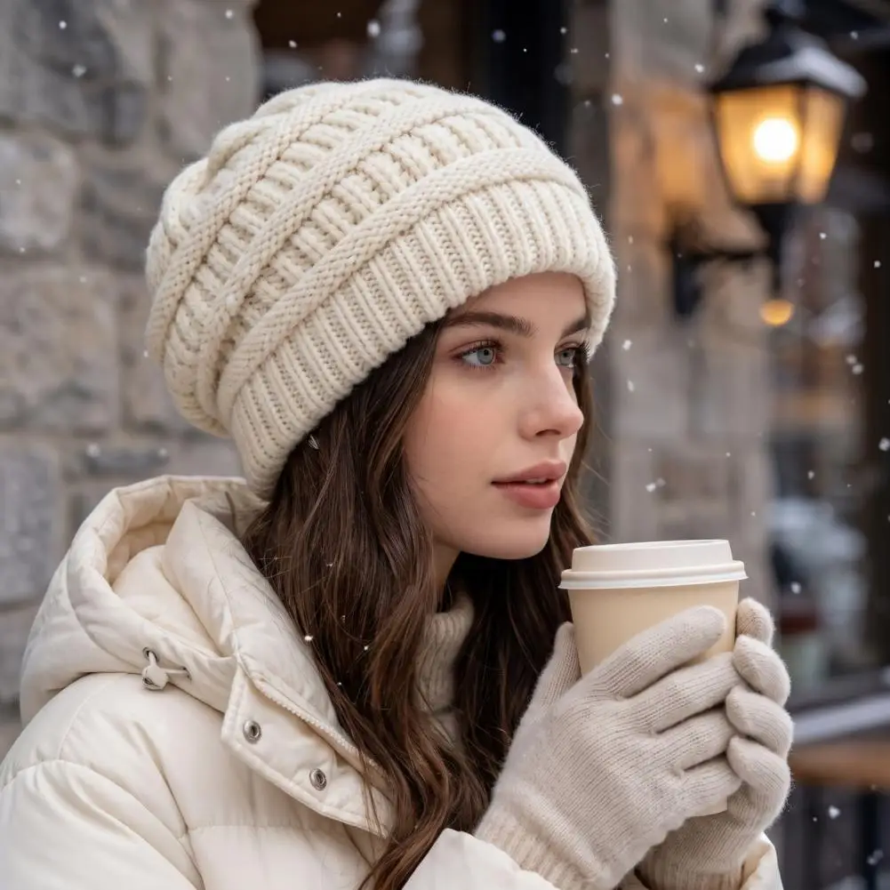 Breathable Windproof Cycling Cap Winter Knit S Knitted Hat Unisex Warm Winter Cozy Stretchy Knit Cap for Weather Cycling Skiing