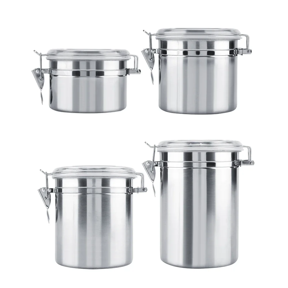 

Coffee Container Stainless Steel Vacuum Sealed Coffee Beans Jar for Kitchen 800/1100/1450/1800ml Optional Glass mug Frother