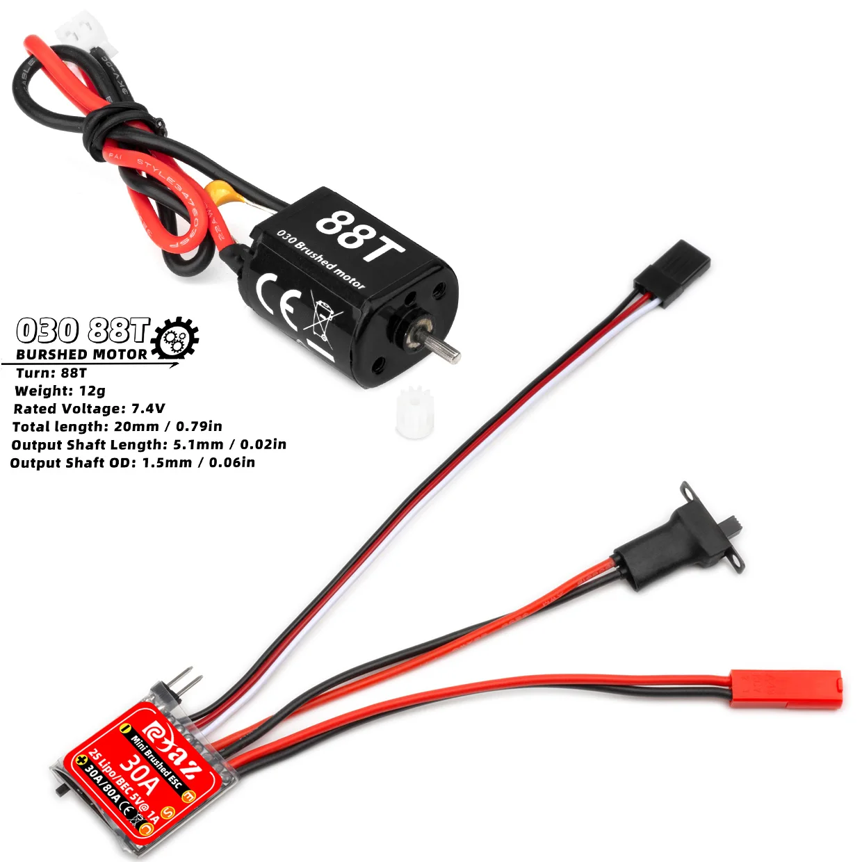 RCXAZ RC ESC Mini 30A gebürstete ESC-Kombination mit 030 050 Bürstenmotor für 1/18 1/24RC Hill Climber Axial SCX24 FCx24 Upgrade-Teile – Detail 21