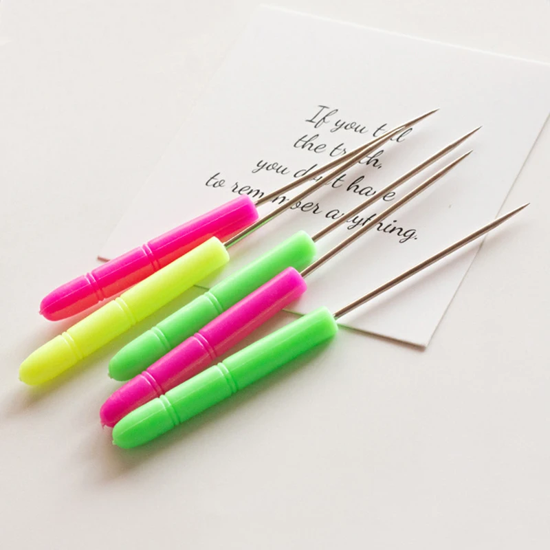 10Pcs Leather Craft Stitcher Sewing Awl with DIY Handmade Plastic Handle Cone Needle Shoe Repair Tool for Wholesale