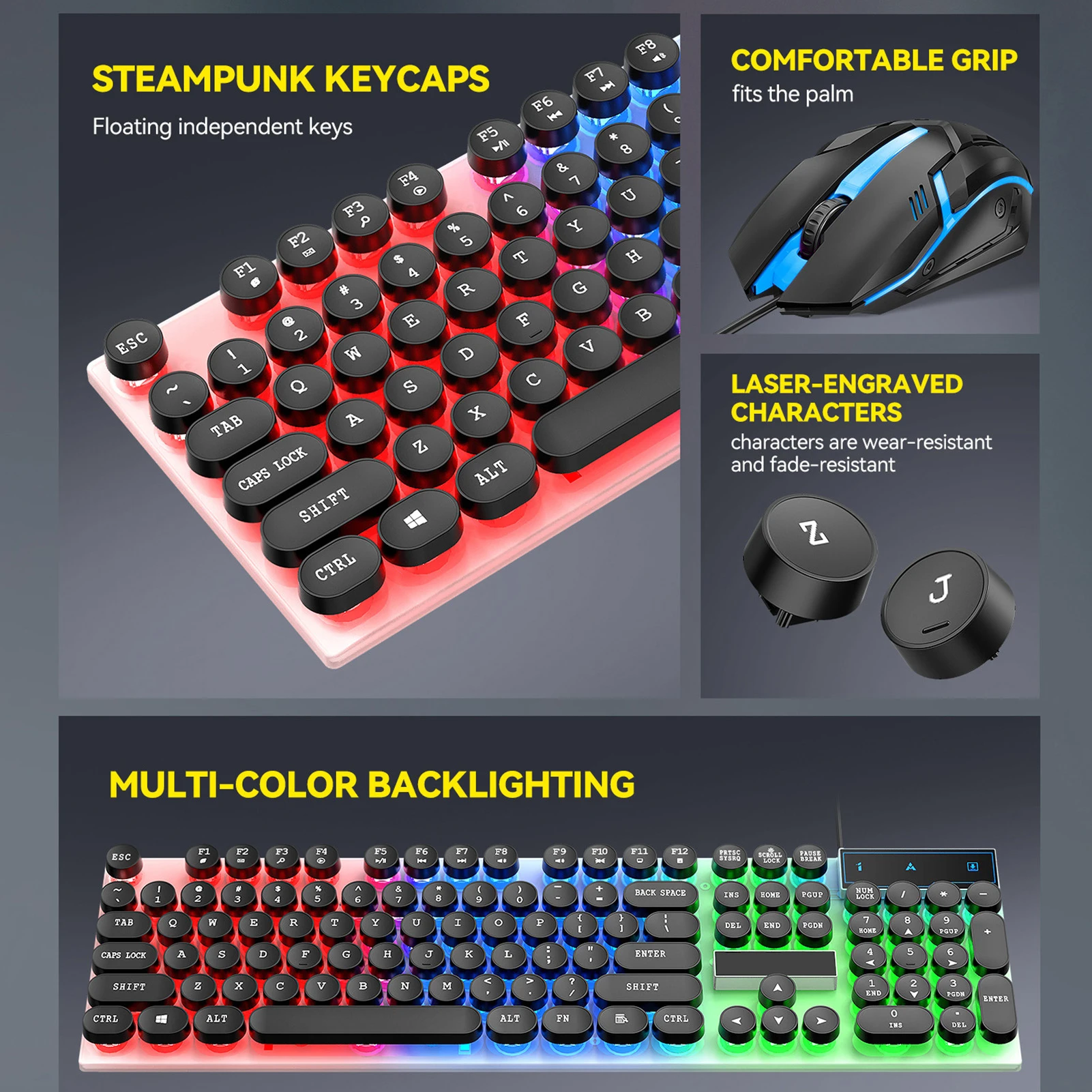Colorful LED Backlit Wired Key - đánh giá và giá Gaming Keyboard And Mouse Combo