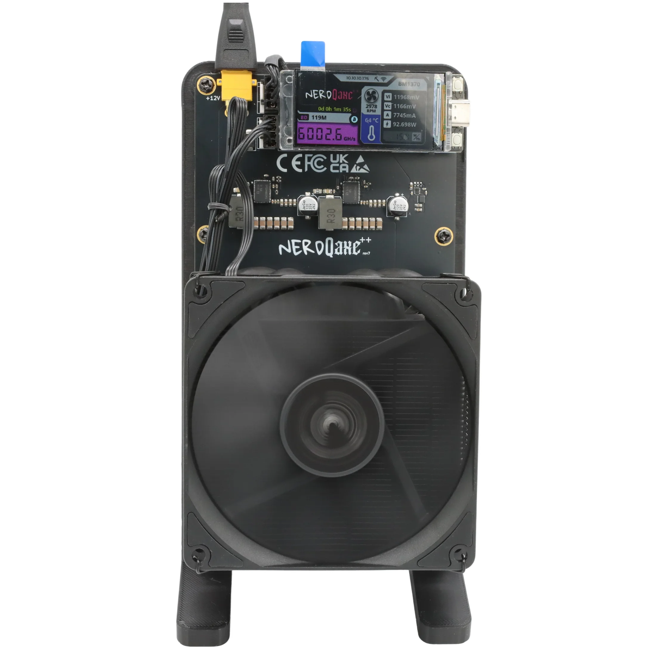 Neue Verbesserte Version NerdQaxe++ Rev7 6TH/s 120W BTC Mining-Maschine BM1370 Chip Sha-256 Algorithmus und Netzteil