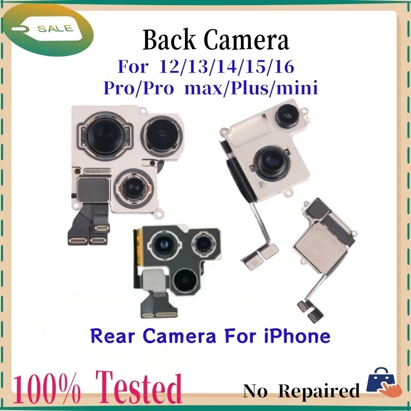 

Fully Tested 13 Mini Rear Camera Main Lens Flex Cable Camera module For iPhone 12 13 14 15 16 Pro Max Plus Back Camera Parts