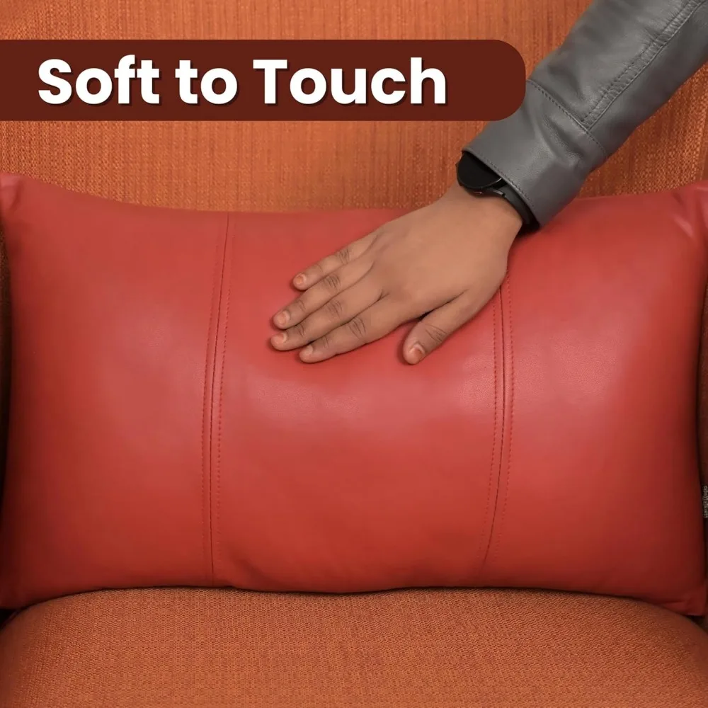 غطاء وسادة من جلد الخراف 100% مقاس 16 × 24 بوصة - مخيط يدويًا بسحاب مخفي، غطاء وسادة مزخرف #4