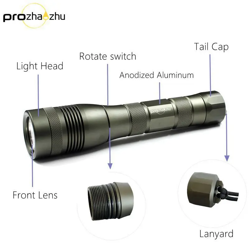 IP68 torcia subacquea a LED subacquea rotativa ON OFF IP68 subacquea 1200 Lumen C batterie a secco