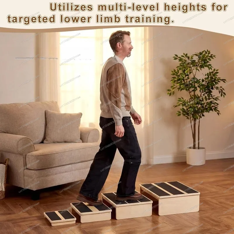 Adjustable Wooden Training Steps Home Rehabilitation Fitness Non Slip Multi Functional Exercise Pedals Balance Board Physical