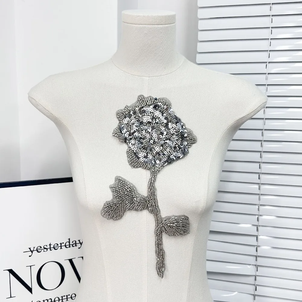 New 3D Dingzhu Sequin Chest Flower Removable DIY Breast Flower Wedding Dress Clothes Decoration Brooch Appliques