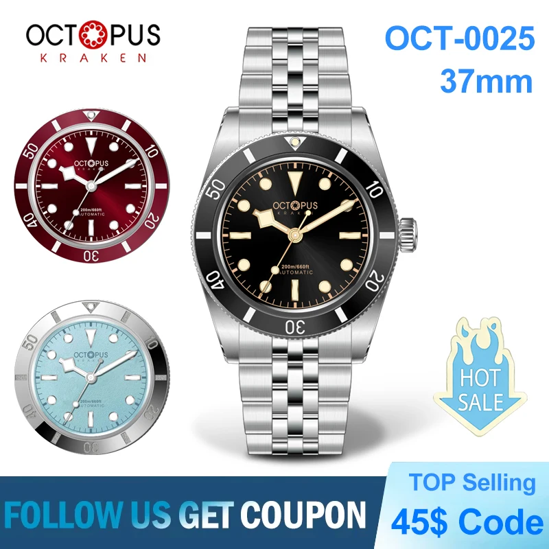 Octopus Kraken New Mechanical Watch PT5000/SW200 Automatic Movement Luminous Luxury Watches 200m Waterproof Dive Watch OCT-0025