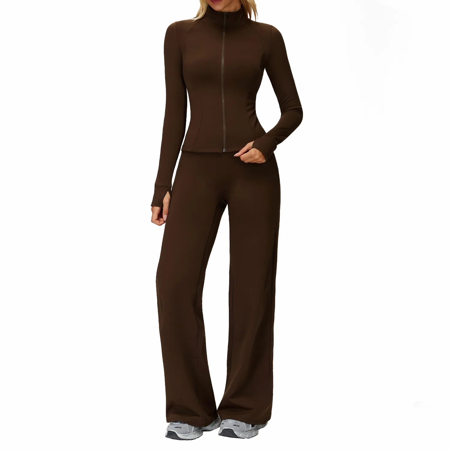 

Maxdutti Leisure Versatile Set Zipper Windproof And Warm Plush Set Outdoor Running And Fitness Sports Set New Two Piece Set