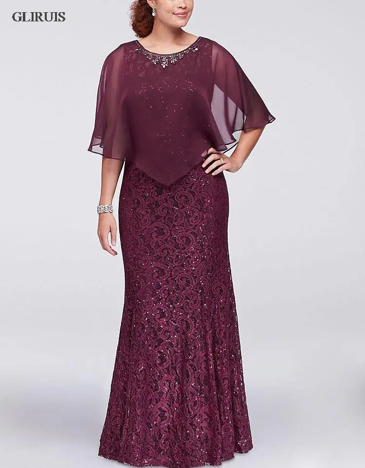 

Wedding Party Guest With Jacket Chiffon Appliques Burgundy Dress Dress For Wedding Mother Bride Plus Size robe mere mariee