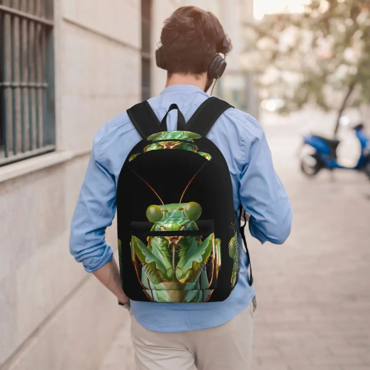 

Green Praying Mantis, Eerie Insect Art Backpack Student BookBag Kids School Bag Laptop Shoulder Bags for Men Women