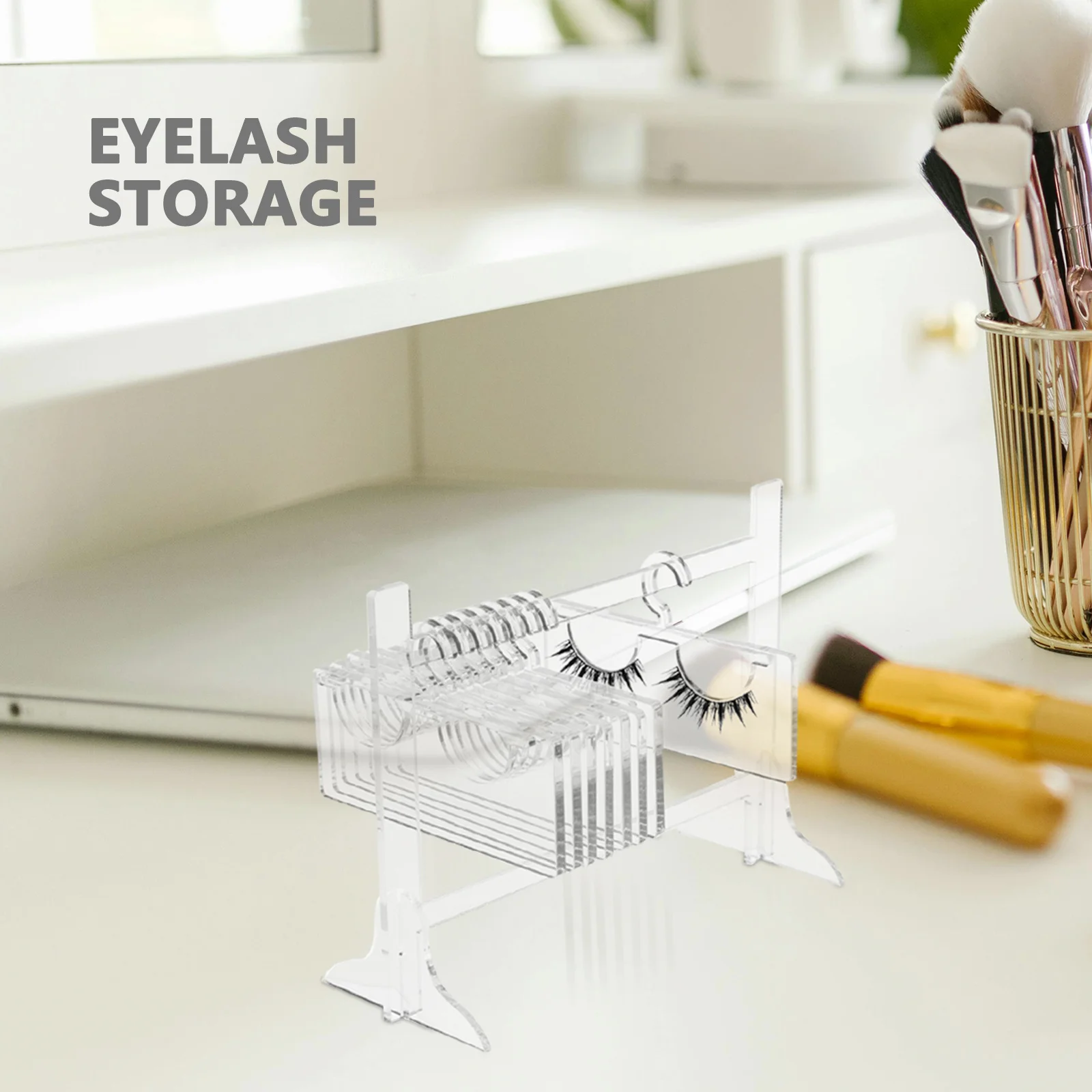 

Acrylic Lash Display Rack Transparent Lash Organizer Hanger Shape Space-Saving Eyelash Storage Rack for False Grafted Lashes