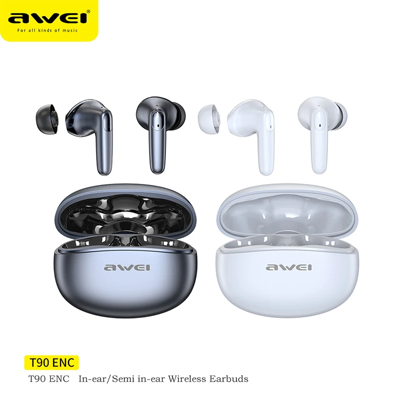 Awei T90 In-ear/Half-in-ear Free Switching Earphones 2 in 1 ENC Noise Canceling Bluetooth Headset Wireless Bluetooth Headphone