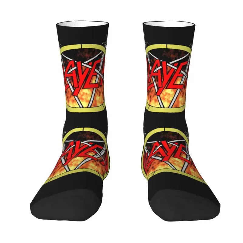 

Custom Fashion Printing Heavy Metal Rock Slayers Logo Socks for Men Women Stretchy Summer Autumn Winter Band Crew Socks
