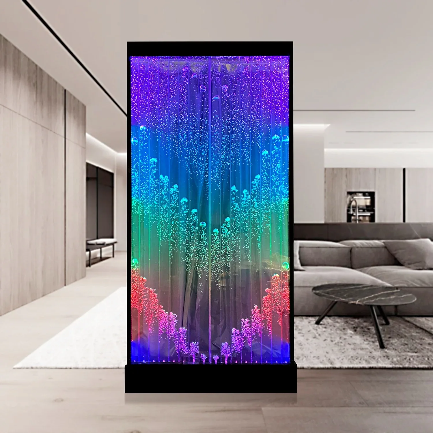 Customized nano bubble LED wall panel acrylic water fountain indoor