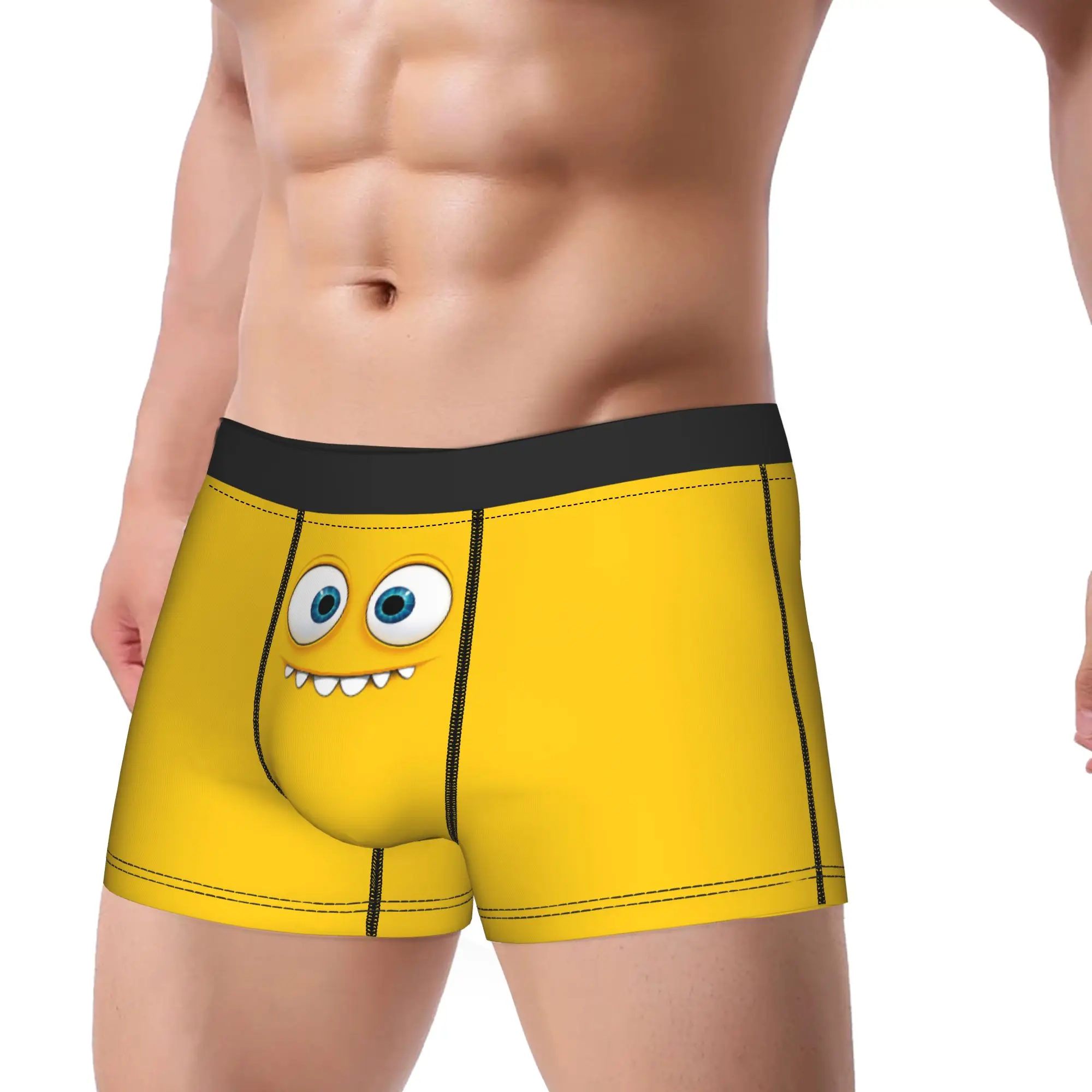 Humor Boxer Shorts Panties Briefs Men's Funny Expression Face Silly Monster Cute Smile Underwear  Breathable Underpants