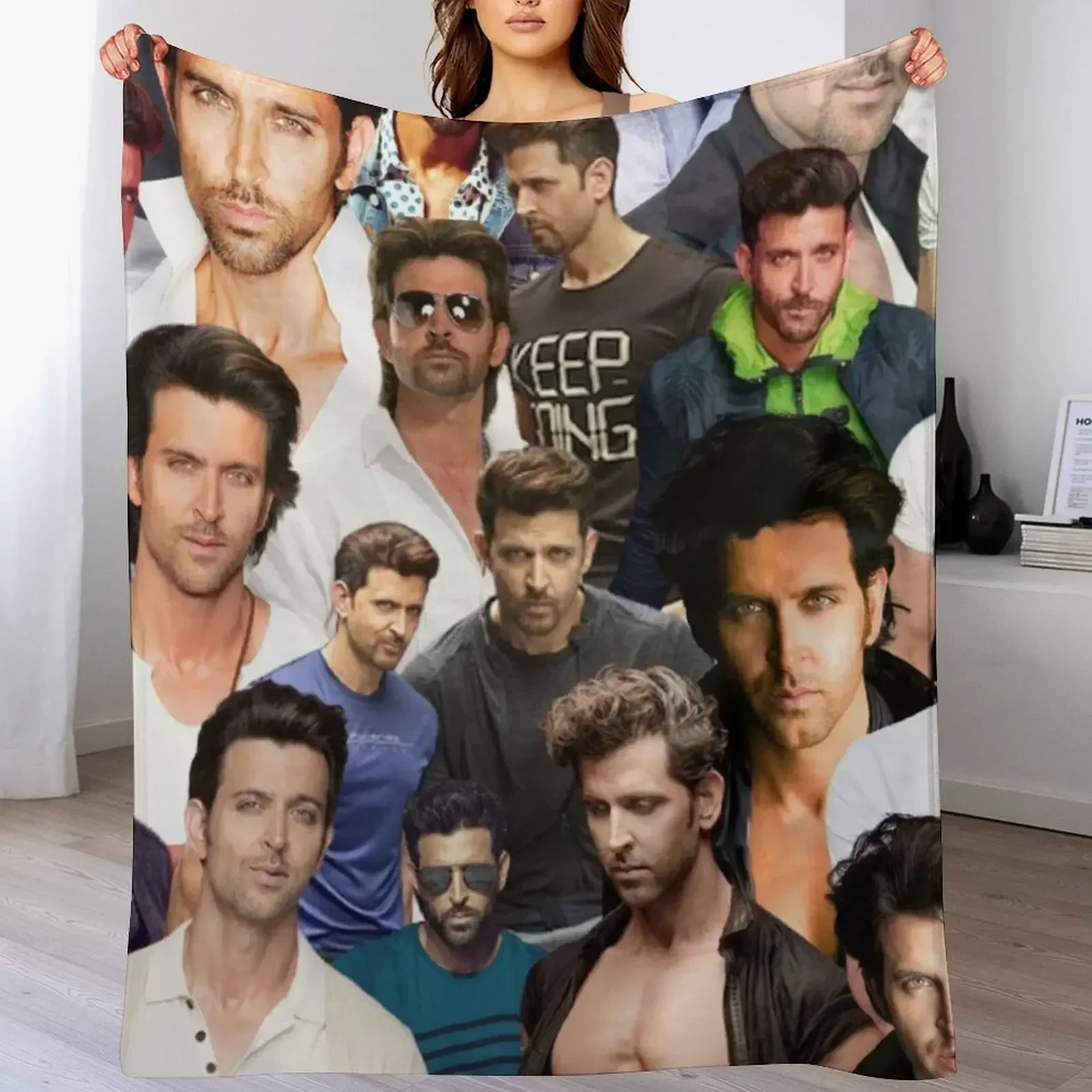 

Hrithik Roshan photo colllage Throw Blanket Summer Custom Nap Thermals For Travel Blankets