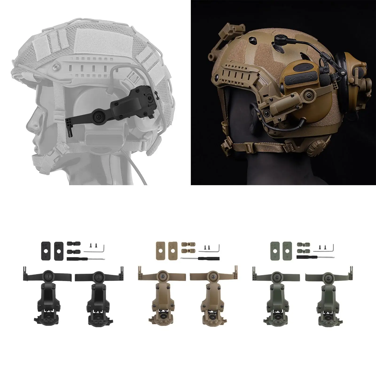 Multi Angle Rotation Helmet Rail Adapter Parts for Comtac 3 Tactical Headset