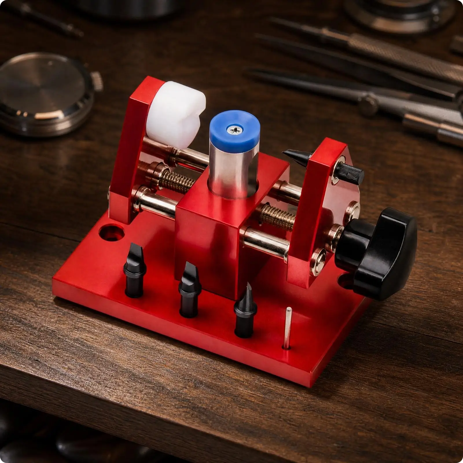 Watch Case Opening Press Tool for Watch Repair with Alloy Steel Frame and Adjustable Support