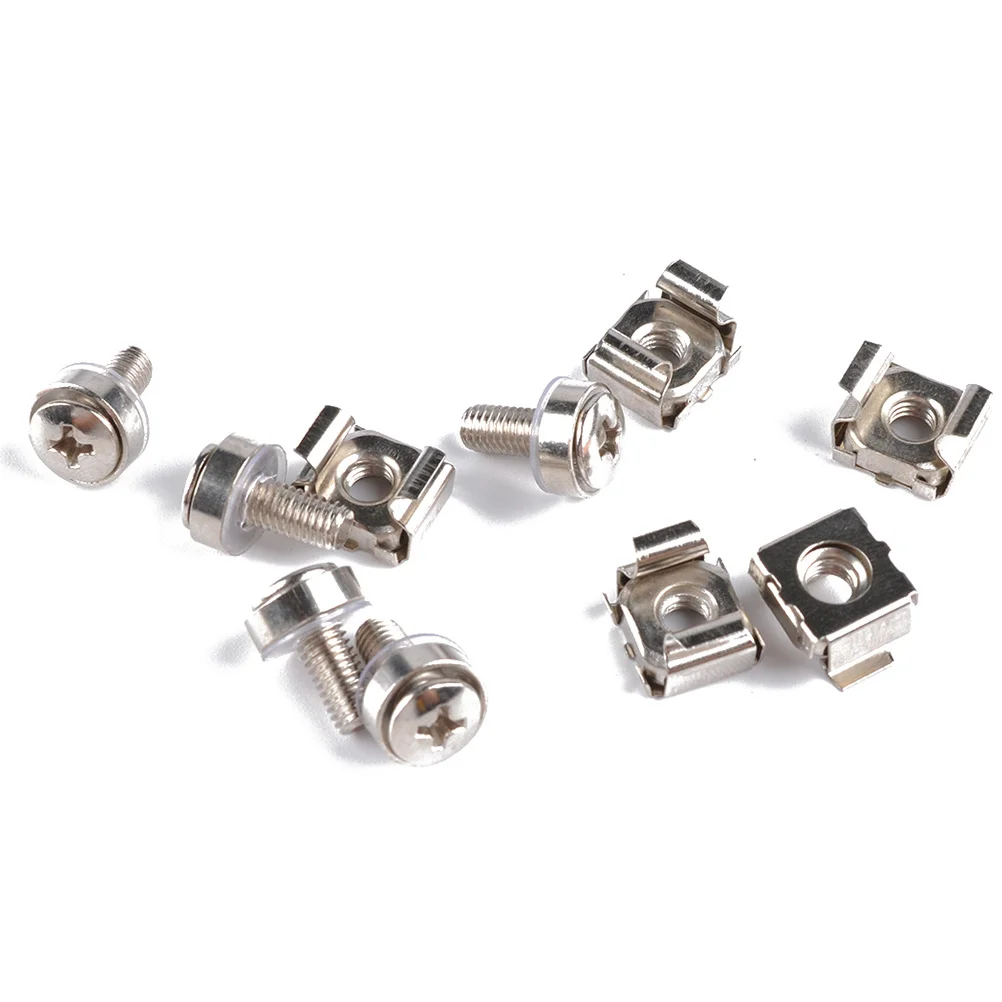 

5pcs M5 Square Hole Cage Nuts Mounting Screws For Server Rack Cabinet Durable Nickel Plated Hardware Kit Universal Metric