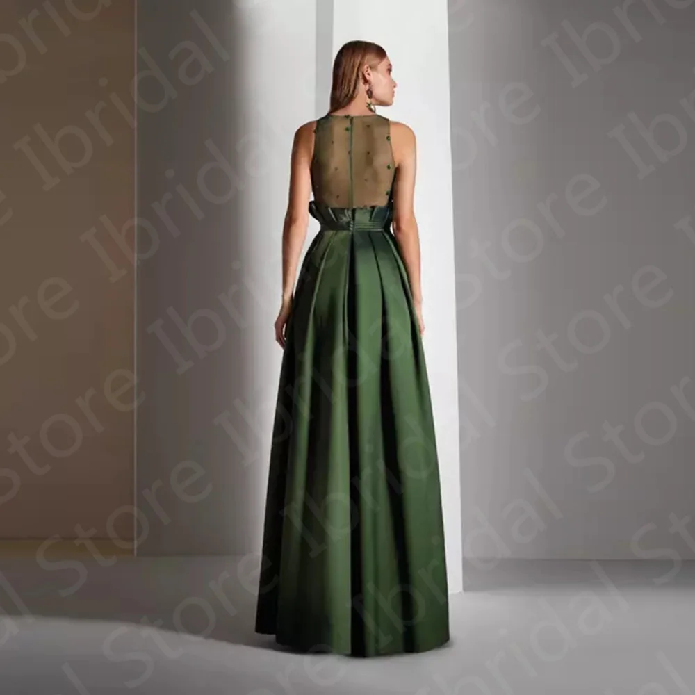 Elegant Customized Olive Green Mother of the Bride Dresses Lace Sleeveless Mother Dress Illusion Back Wedding Guest Gowns 2024