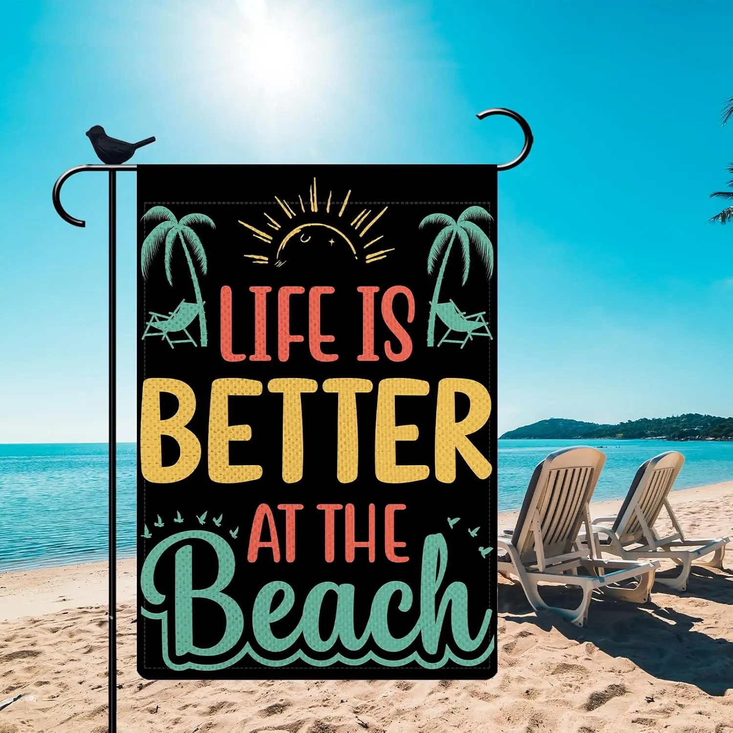 Life is Better at the Beach Small Garden Flag 12.5 x 18 Inch Double Sided Burlap Inspirational Summer Garden Flag for Outdoo IIC
