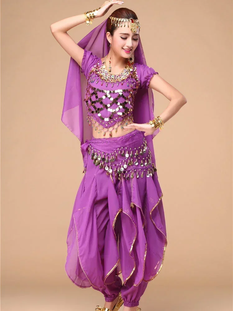 

4PCS Belly Dancing Costume Sets Egypt Belly Dance Costume Sari Indian Clothing Women Bollywood Indian Belly Dance Pant