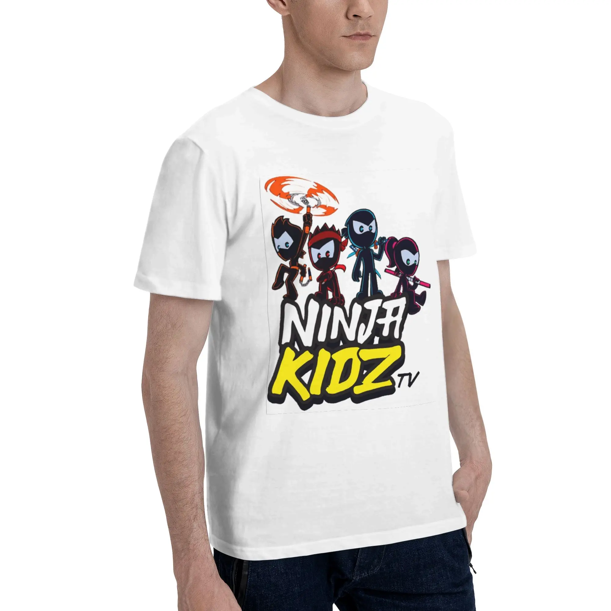 

Мужская футболка ninja kidz, большие футболки, мужские хлопковые футболки с круглым вырезом, короткие летние мужские футболки