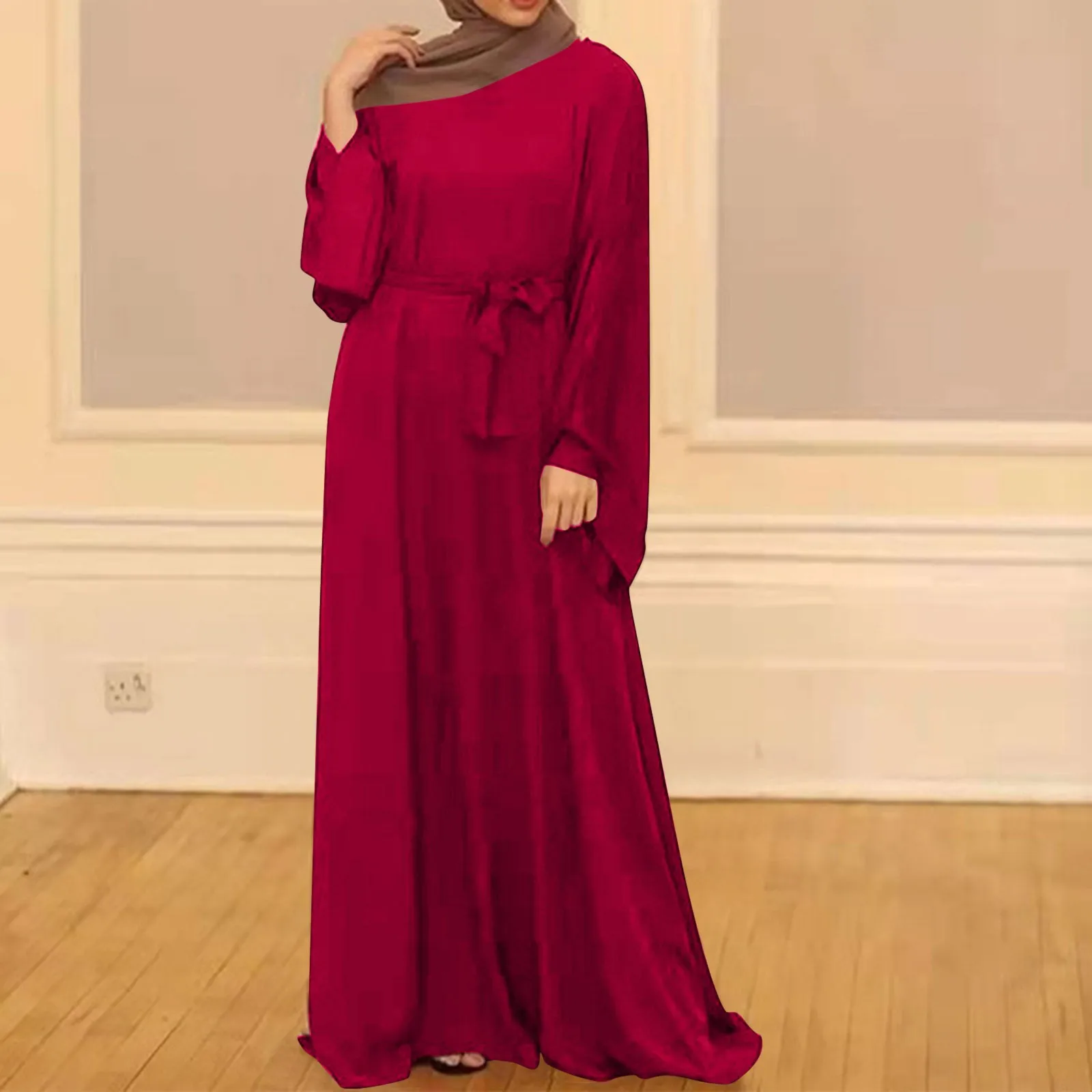 

Muslim Fashion Hijab Dubai Abaya Long Dresses Women With Sashes Islam Clothing Abaya African Dresses For Women Musulman Djellaba