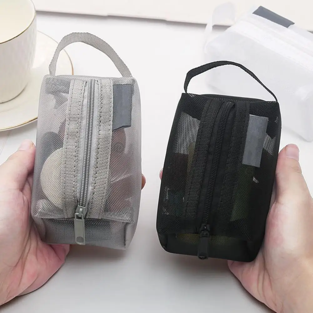 Портативная нейлоновая Сетчатая Сумка, кошелек для мелочи, Вместительная женская сумка для монет, прозрачная сумка для хранения, мини косметичка