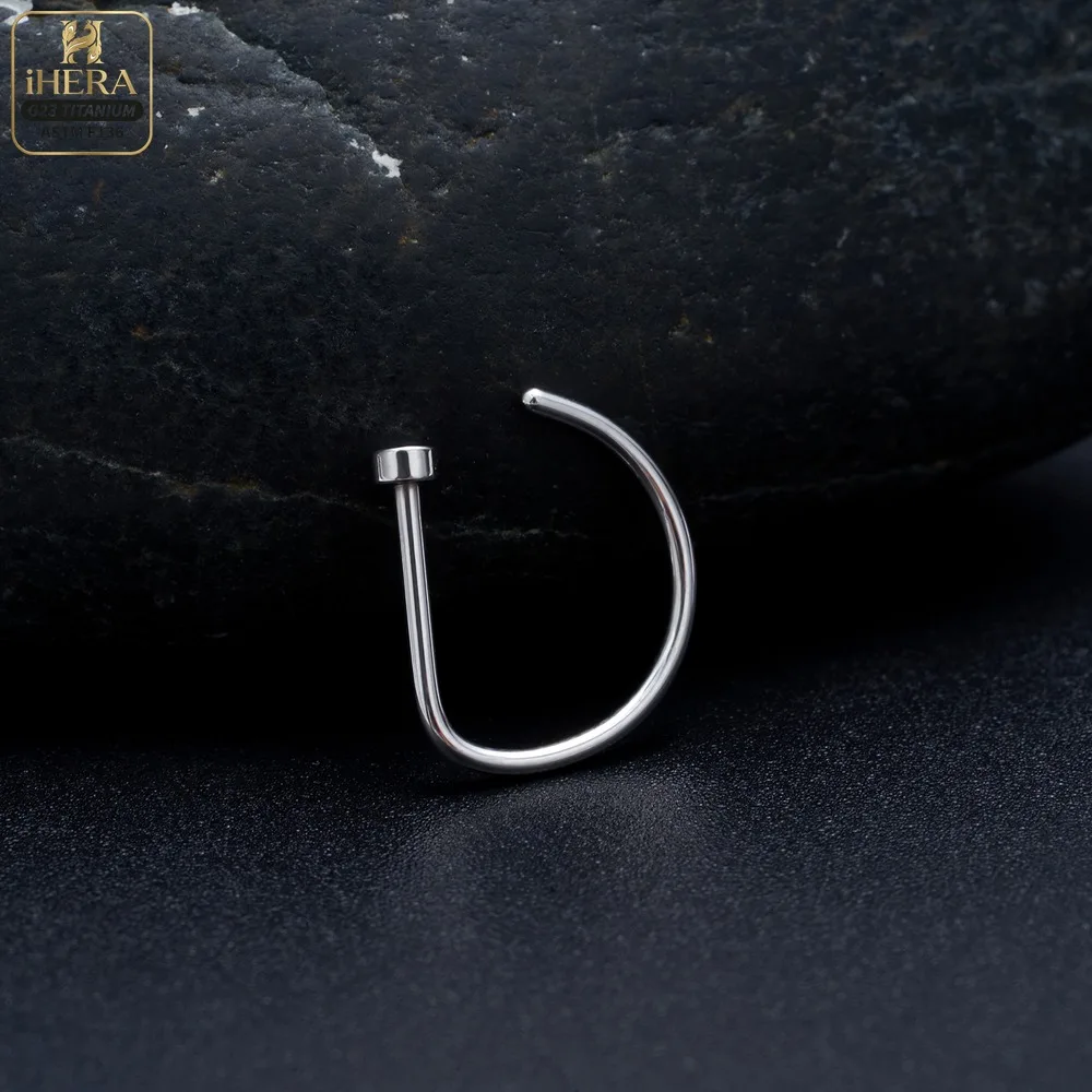 1/10PCS ASTM F136 Titanium Fake Nose Ring Hoop Non Piercing D Shape Nostril Lip Septum Earring Body Jewelry Kit
